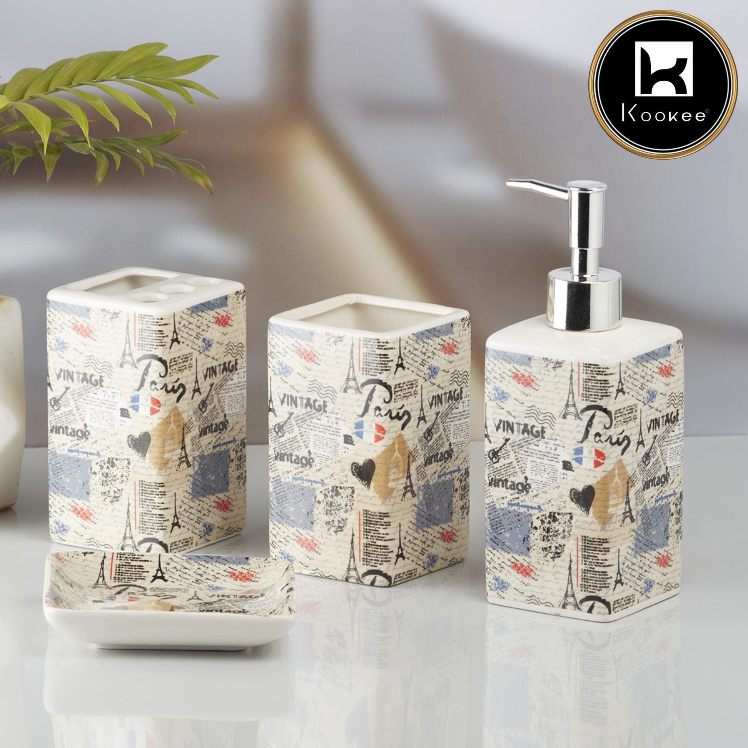 Kookee Ceramic Bathroom Sets, Multi, ART10191