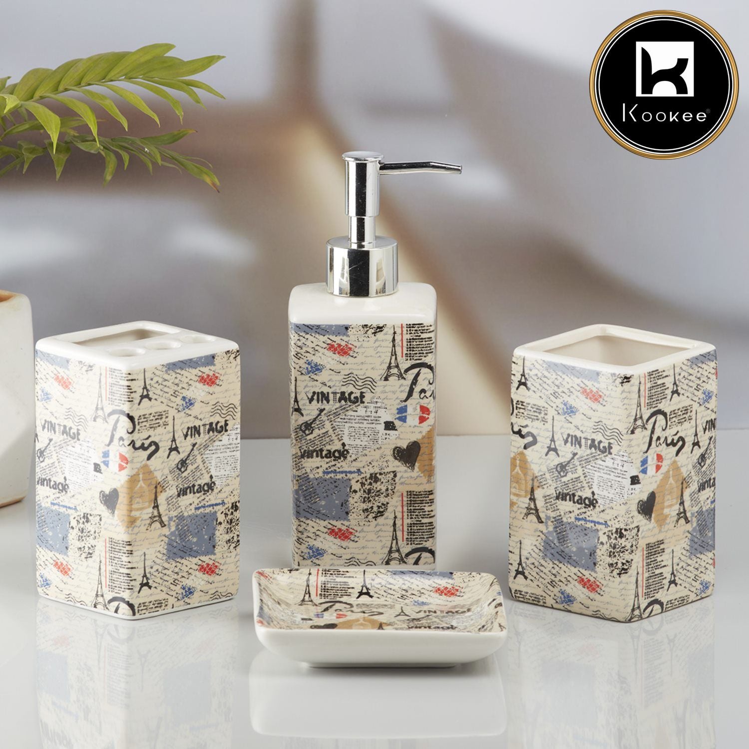 Kookee Ceramic Bathroom Sets, Multi, ART10191