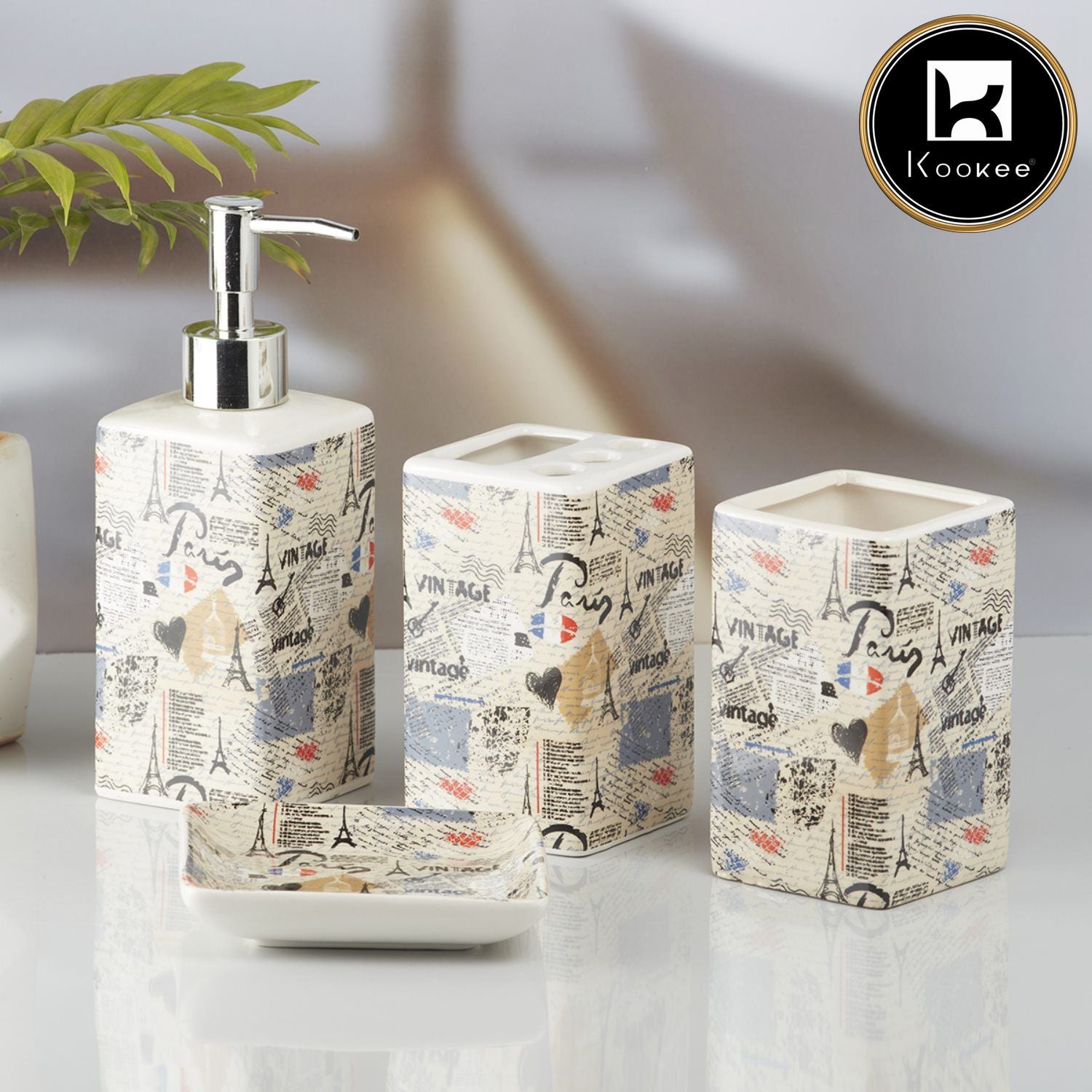 Kookee Ceramic Bathroom Sets, Multi, ART10191