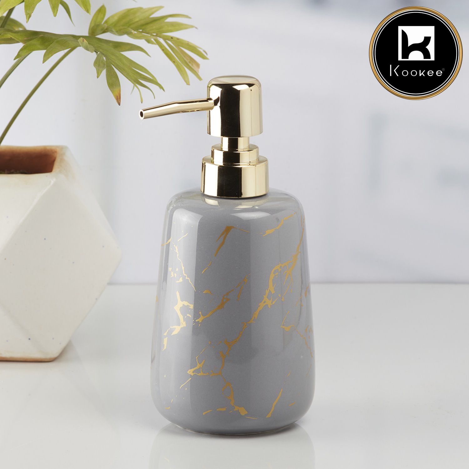 Kookee Ceramic Soap Dispensers, Grey, ART10201