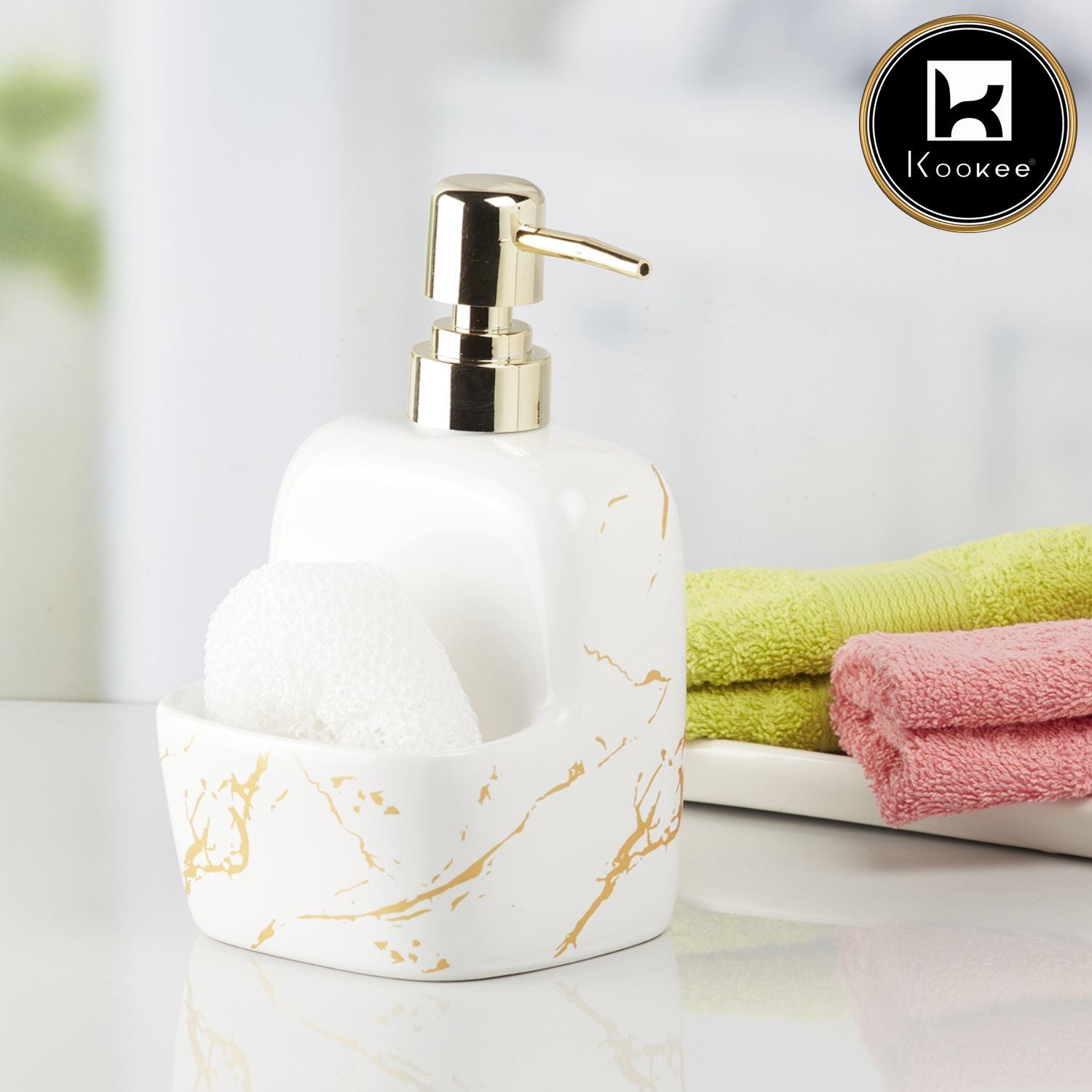 Kookee Ceramic Soap Dispensers, White, ART10204