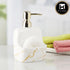 Kookee Ceramic Soap Dispenser with Stylish Refillable Pump Bottle for Bathroom Handwash & Kitchen Wash Basin, Perfect for Hand Soap, Lotion, and more, White/Gold,