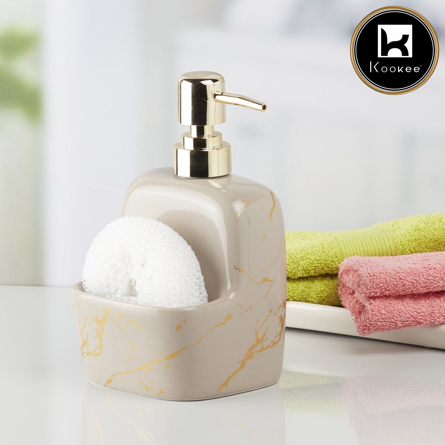 Kookee Ceramic Soap Dispensers, Beige, ART10205