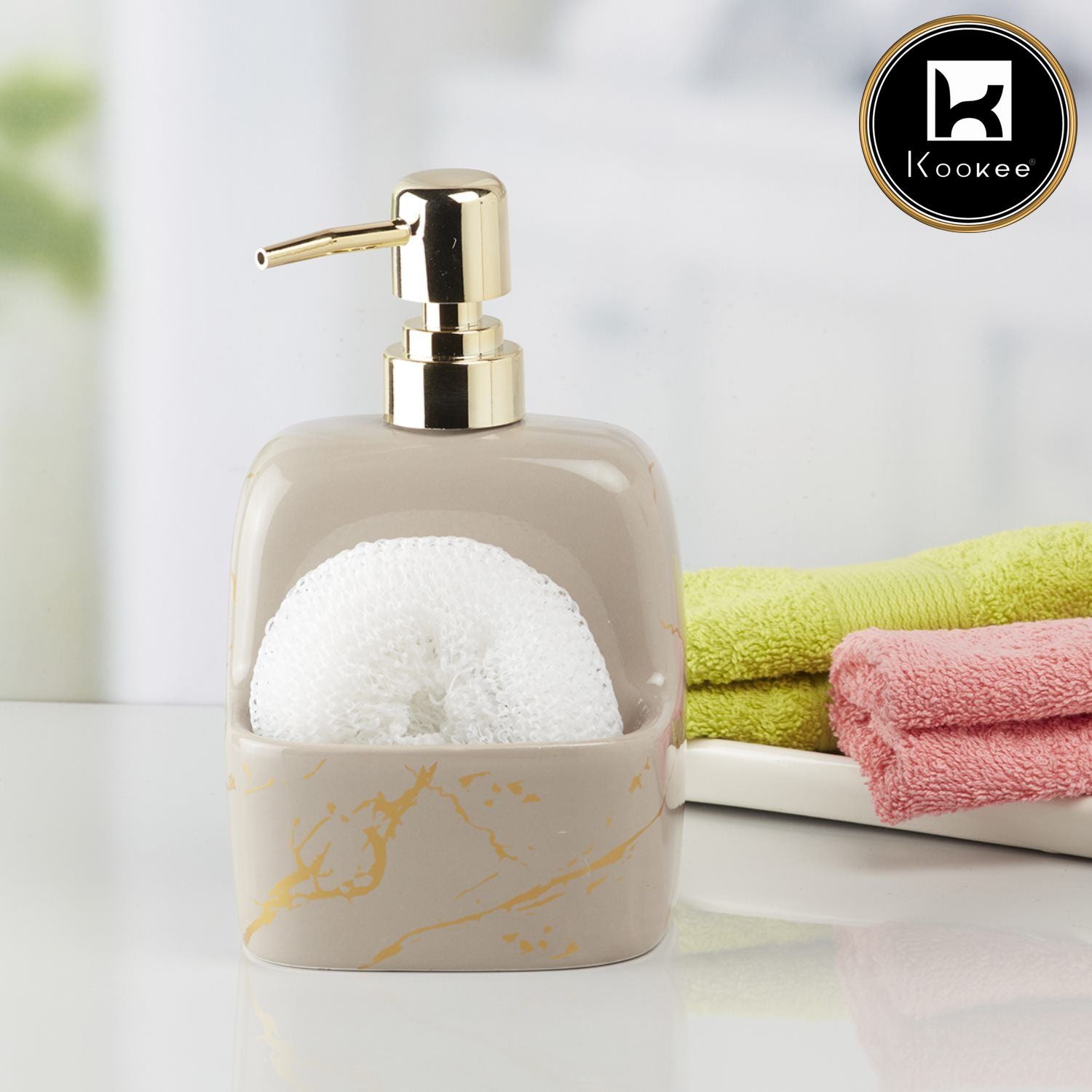 Kookee Ceramic Soap Dispensers, Beige, ART10205