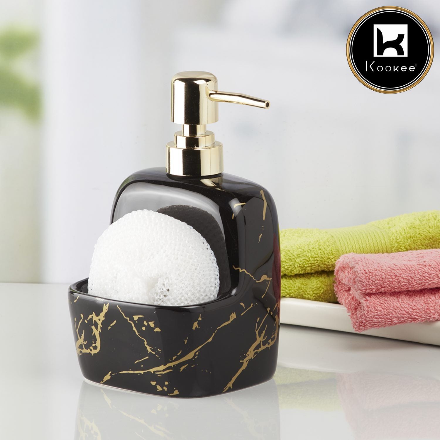 Kookee Ceramic Soap Dispensers, Black, ART10207