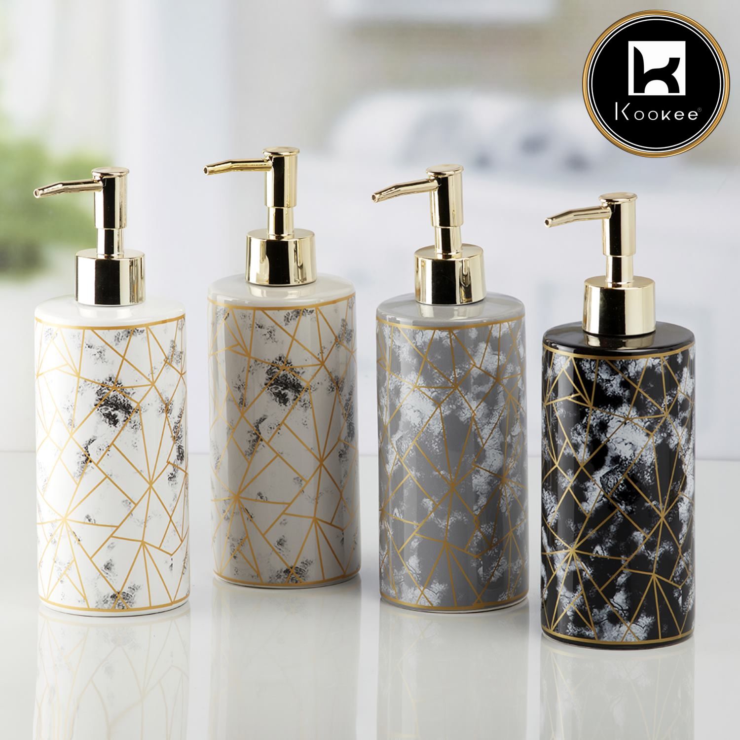 Kookee Ceramic Soap Dispensers, White, ART10209