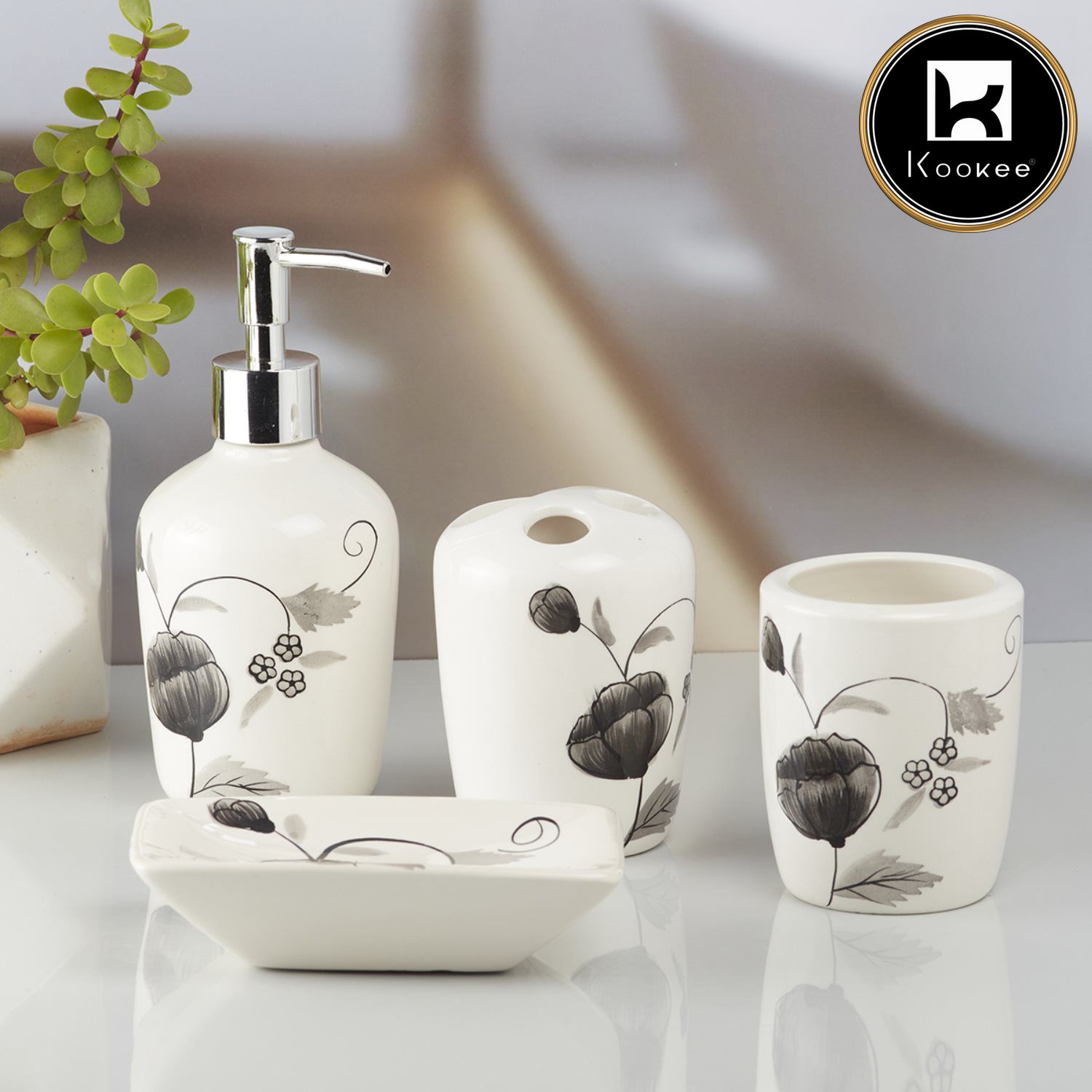 Kookee Ceramic Bathroom Sets, Multi, ART10212