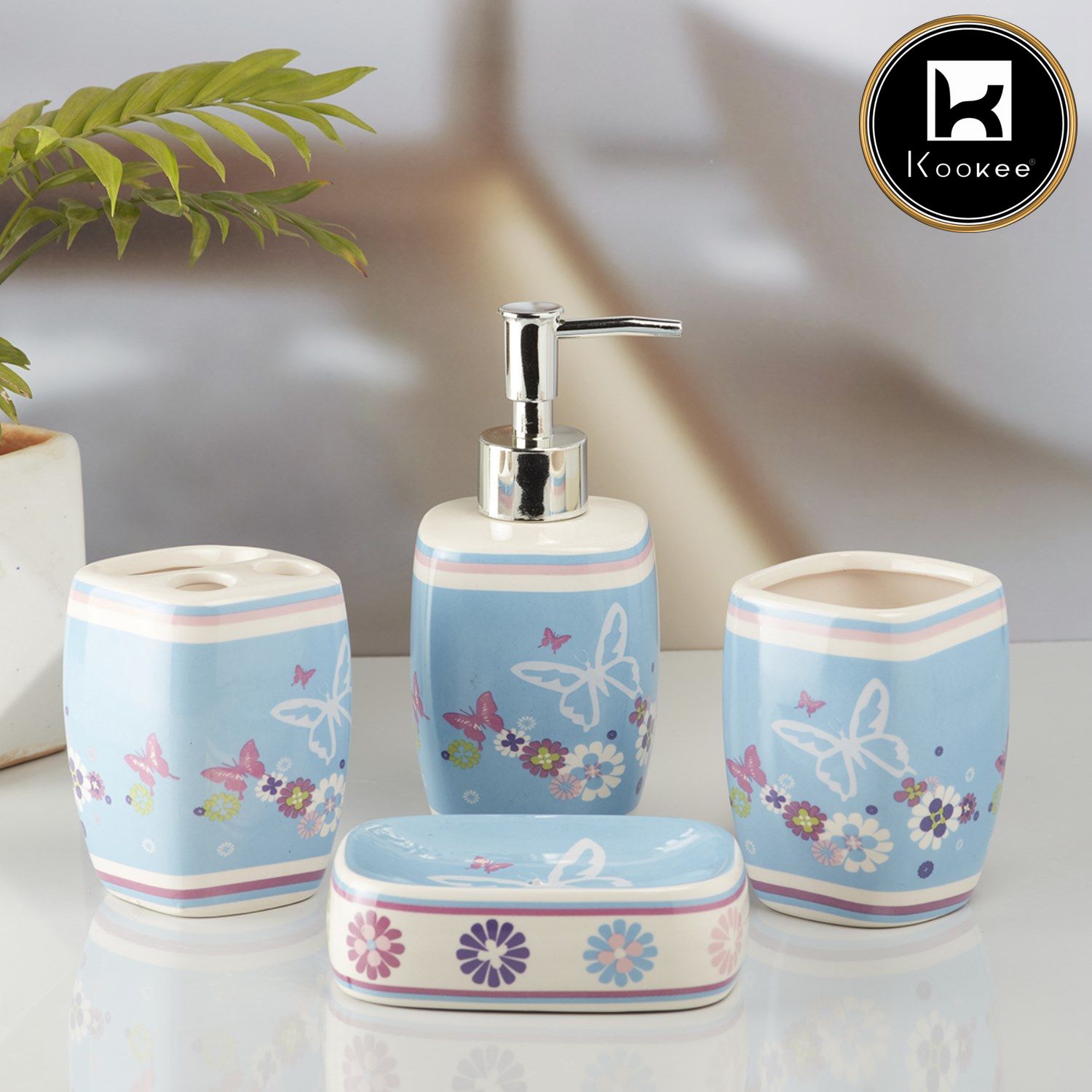 Kookee Ceramic Bathroom Sets, Multi, ART10215
