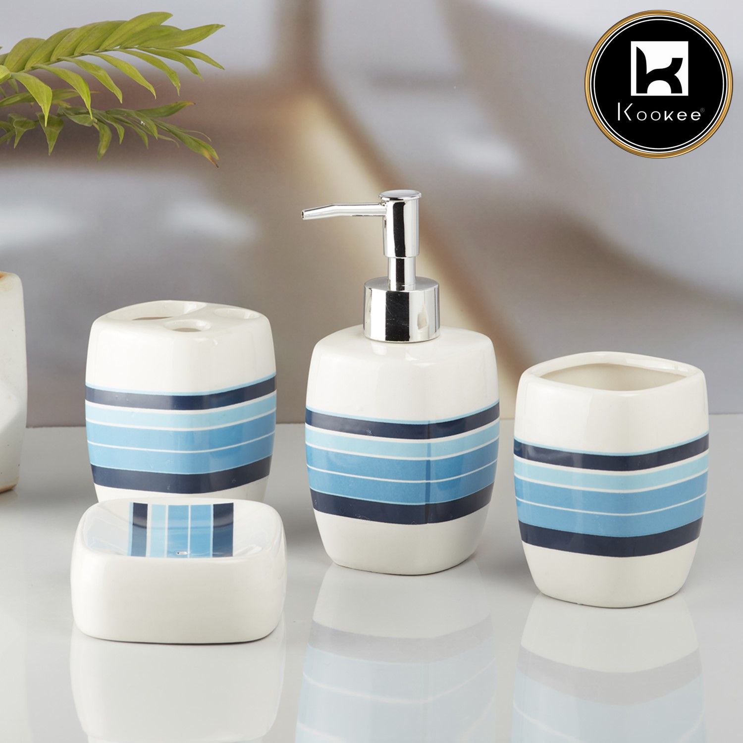 Kookee Ceramic Bathroom Sets, Multi, ART10217