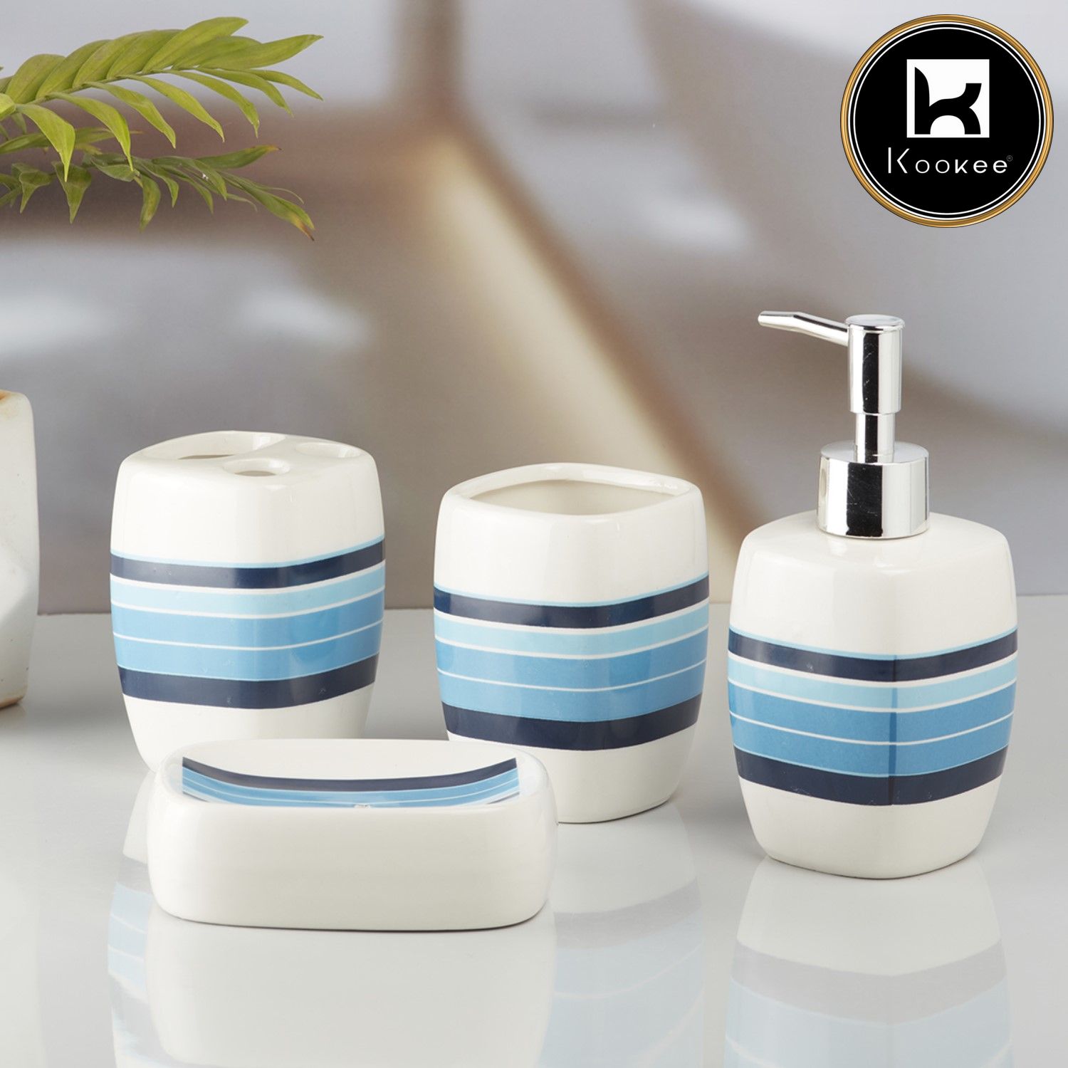 Kookee Ceramic Bathroom Sets, Multi, ART10217