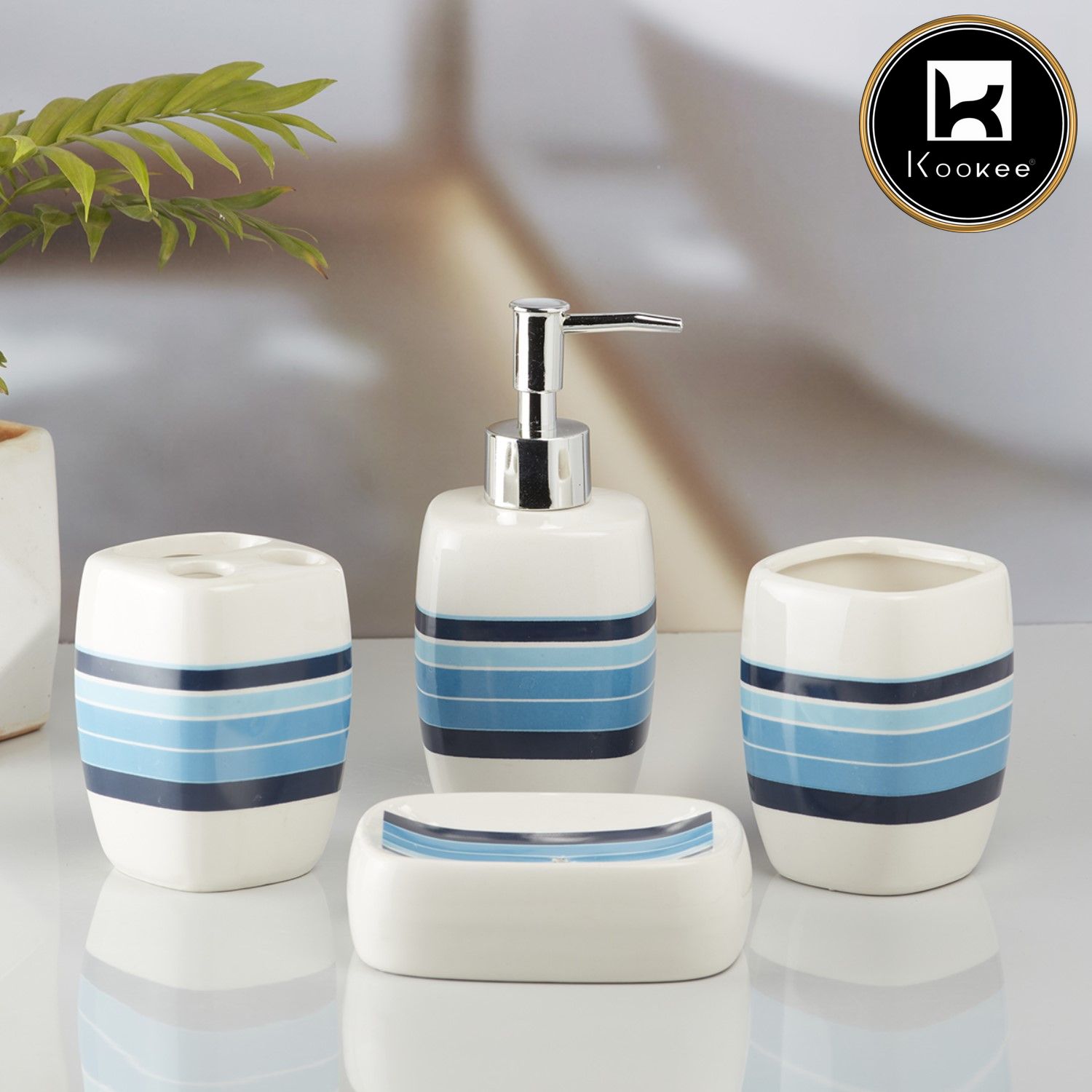 Kookee Ceramic Bathroom Sets, Multi, ART10217