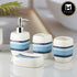 Kookee Ceramic Bathroom Accessories Set of 4, Modern Bath Set with Liquid handwash Soap Dispenser and Toothbrush holder, Luxury Gift Accessory for Home, Blue