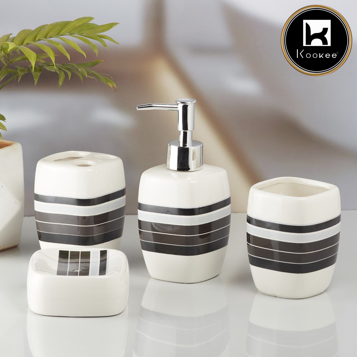 Kookee Ceramic Bathroom Sets, Multi, ART10218