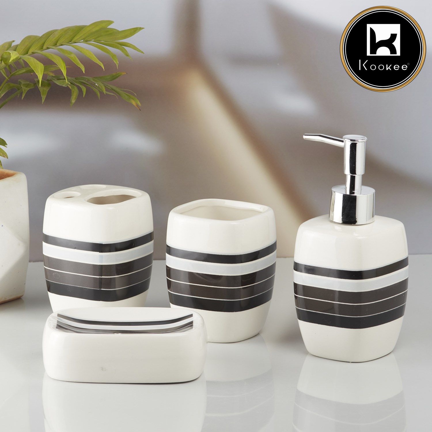 Kookee Ceramic Bathroom Sets, Multi, ART10218
