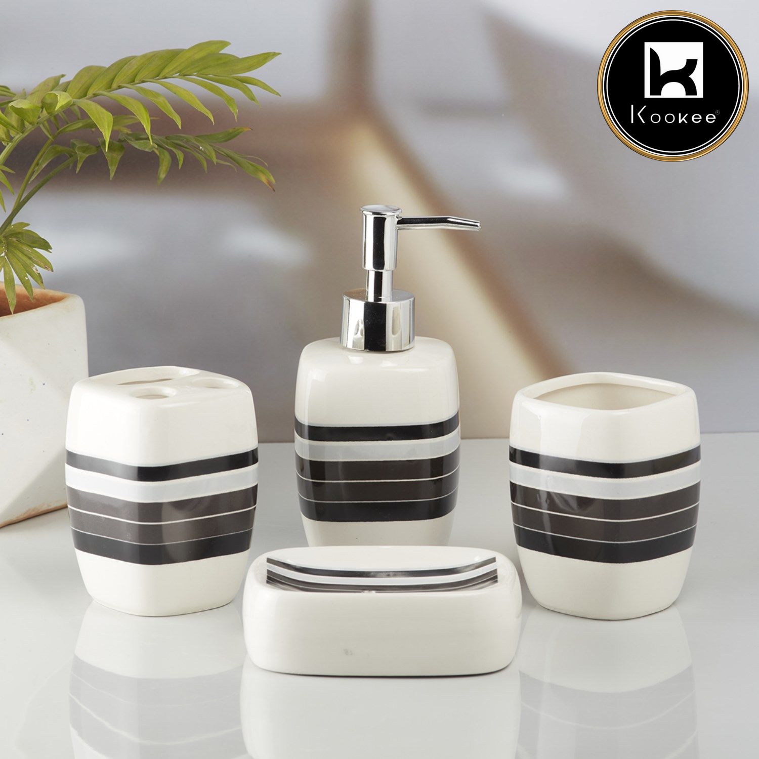 Kookee Ceramic Bathroom Sets, Multi, ART10218