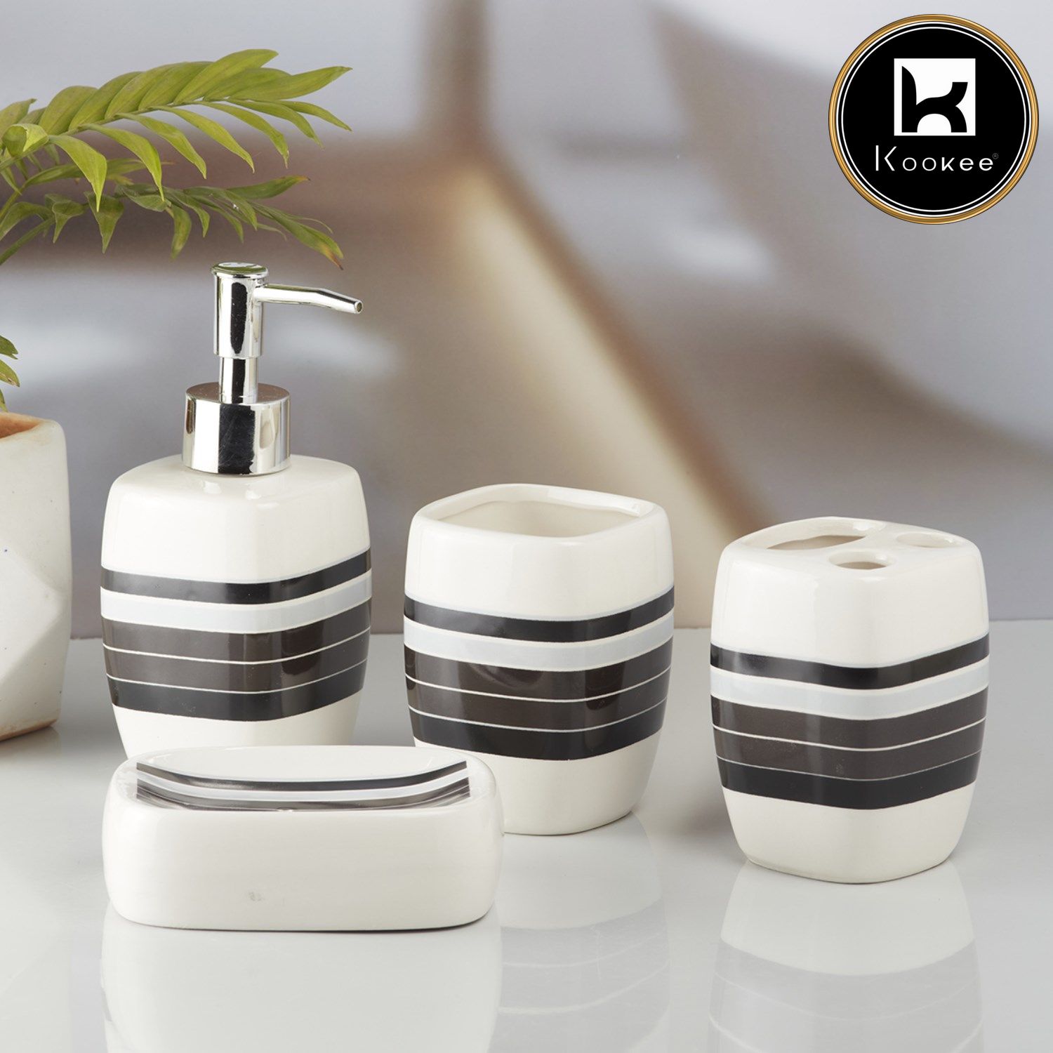 Kookee Ceramic Bathroom Sets, Multi, ART10218