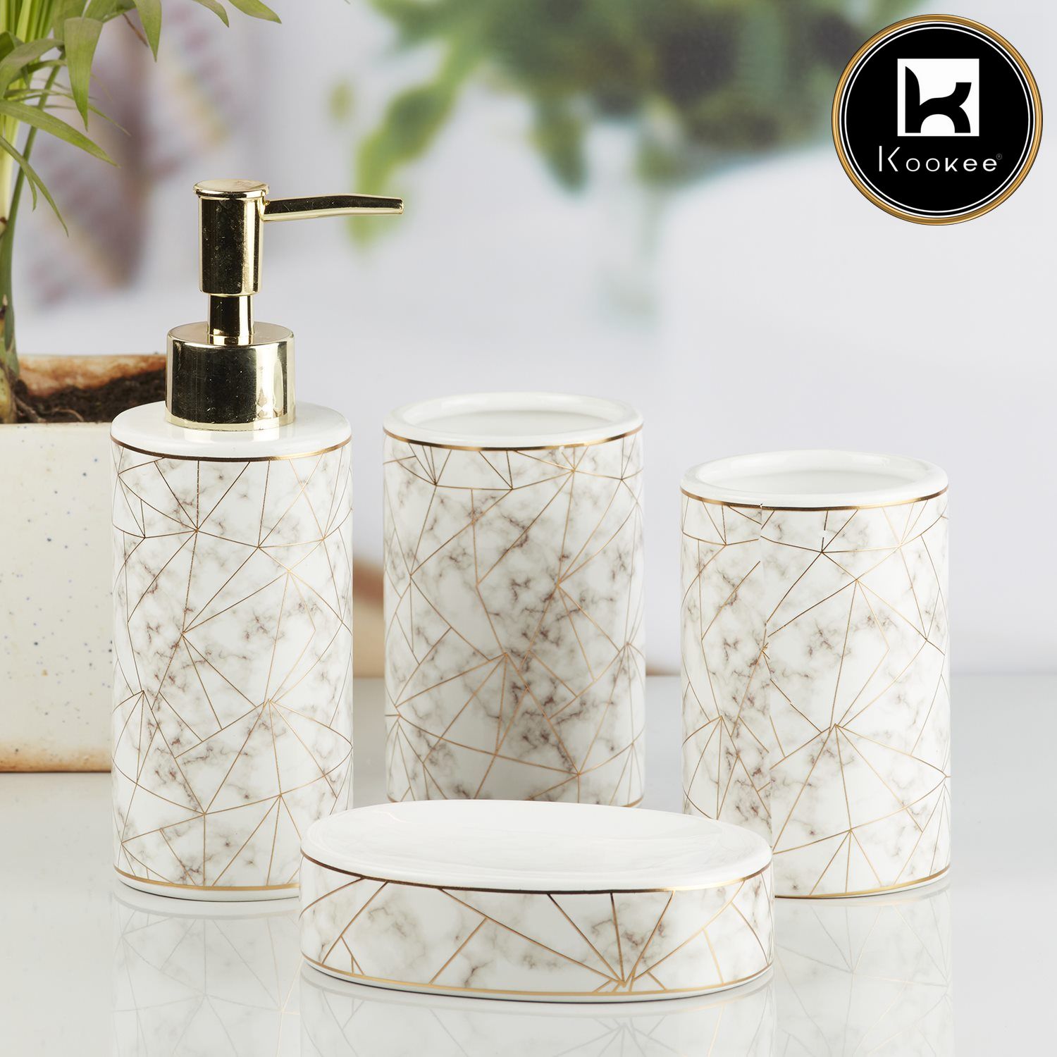 Kookee Ceramic Bathroom Sets, White, ART10225