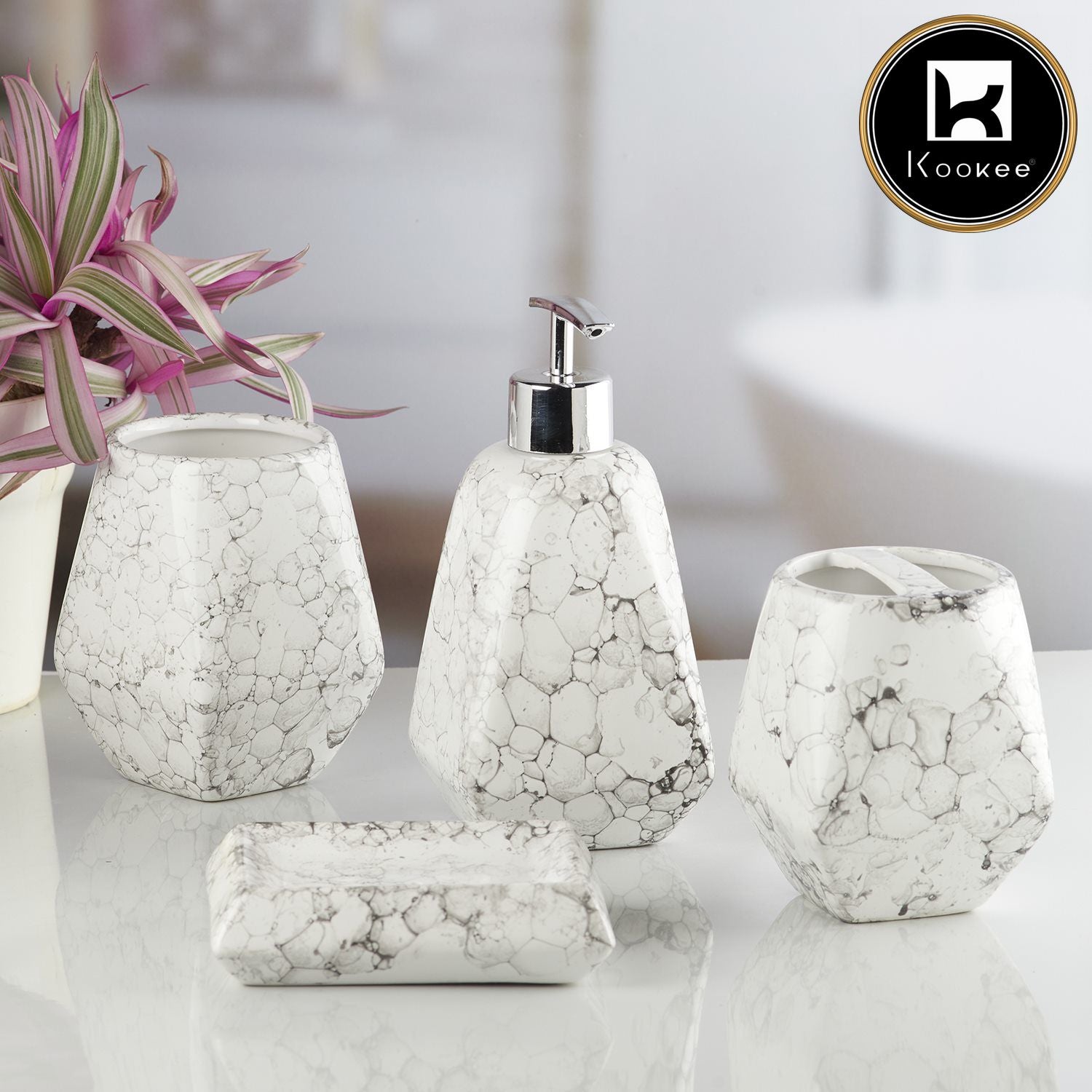 Kookee Ceramic Bathroom Sets, White, ART10226