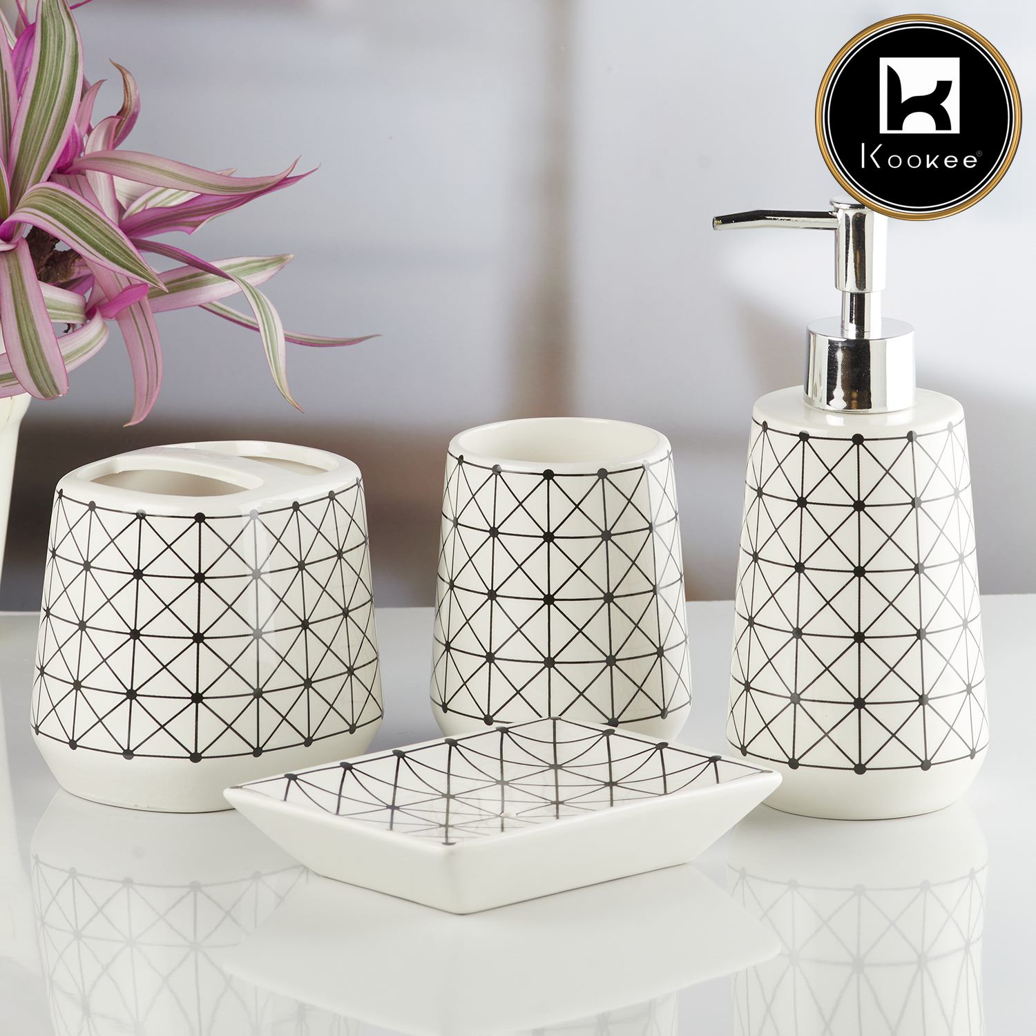 Kookee Ceramic Bathroom Sets, White, ART10229