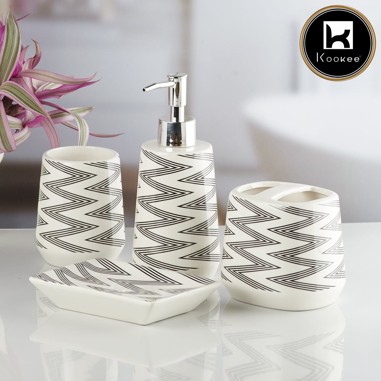 Kookee Ceramic Bathroom Sets, White, ART10230