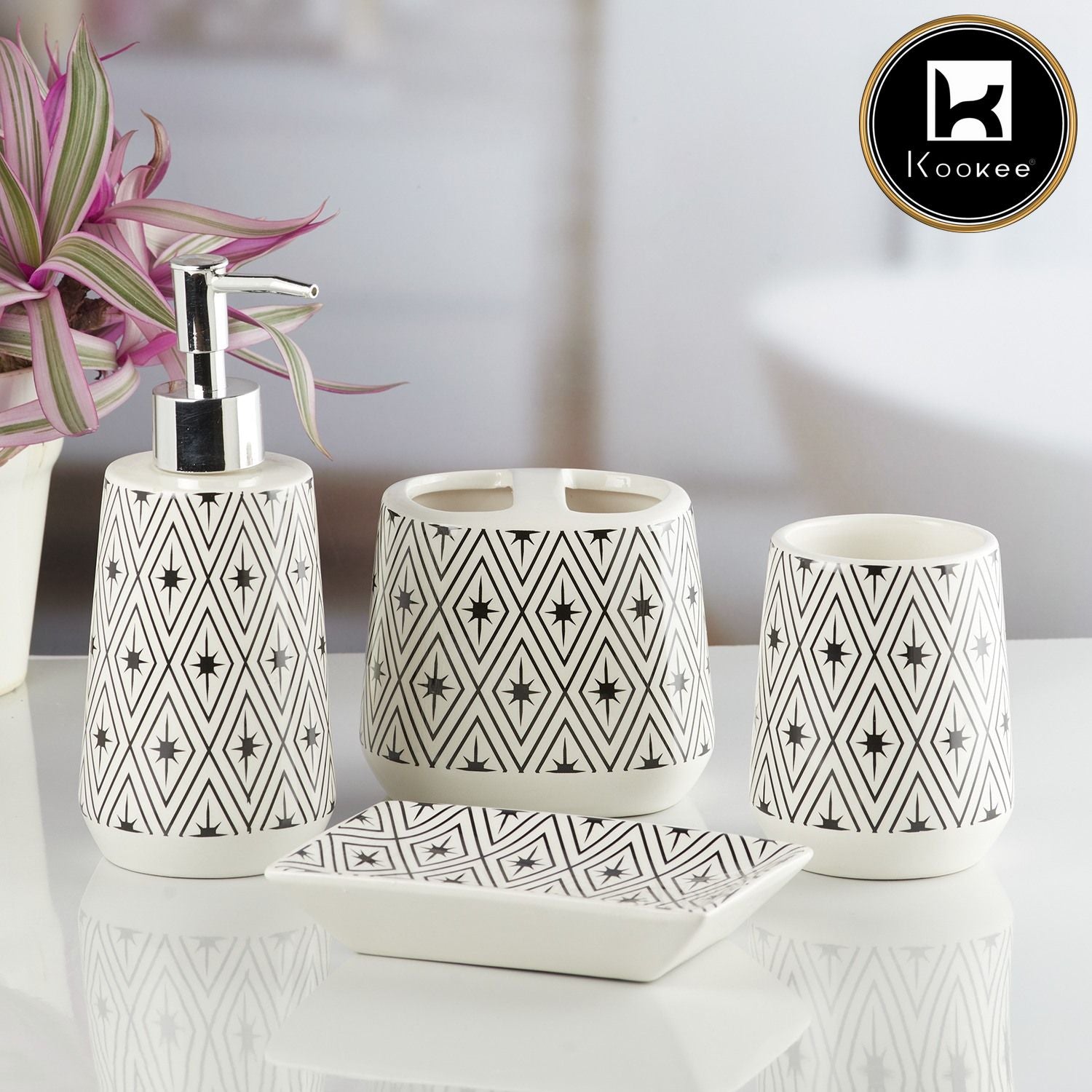 Kookee Ceramic Bathroom Sets, White, ART10232
