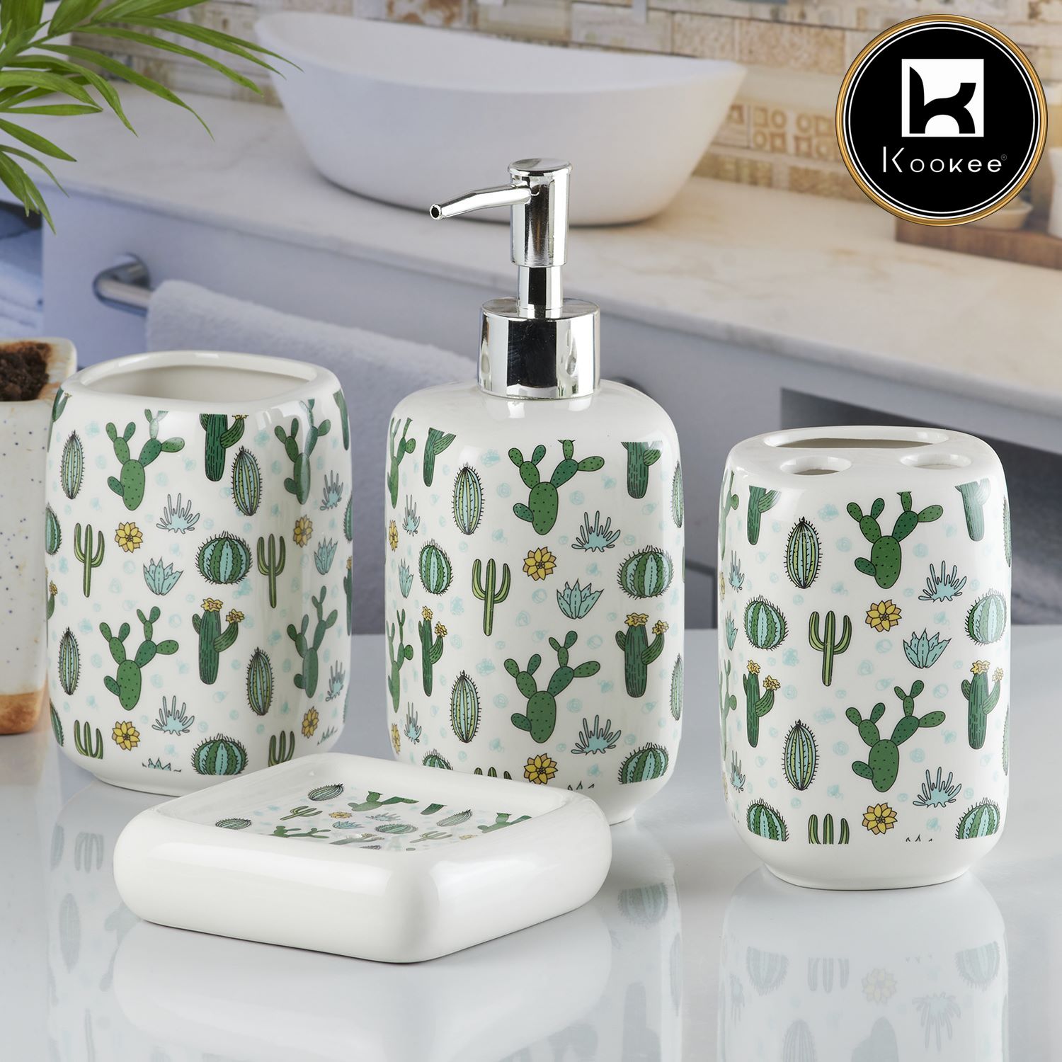 Kookee Ceramic Bathroom Sets, White, ART10233