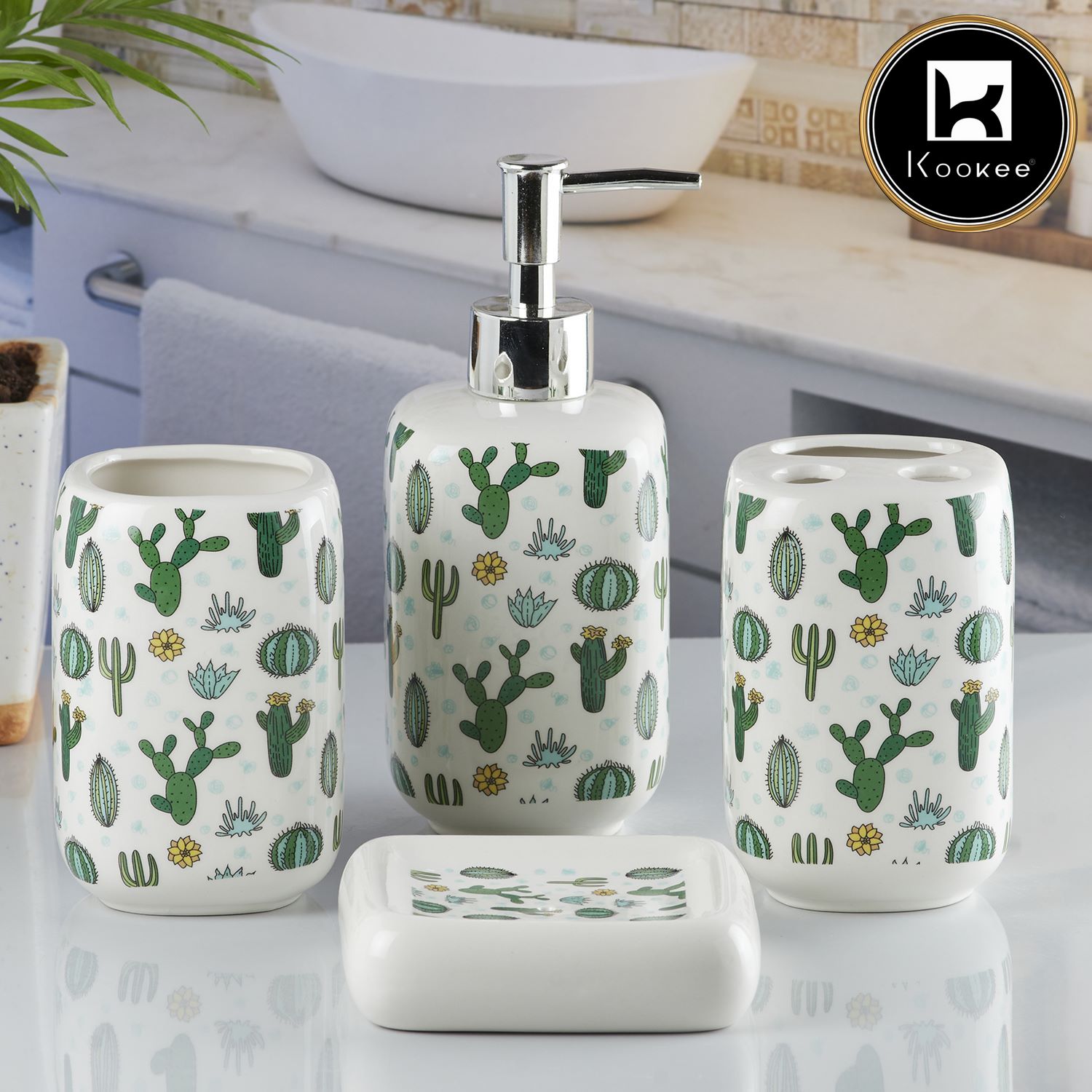 Kookee Ceramic Bathroom Sets, White, ART10233