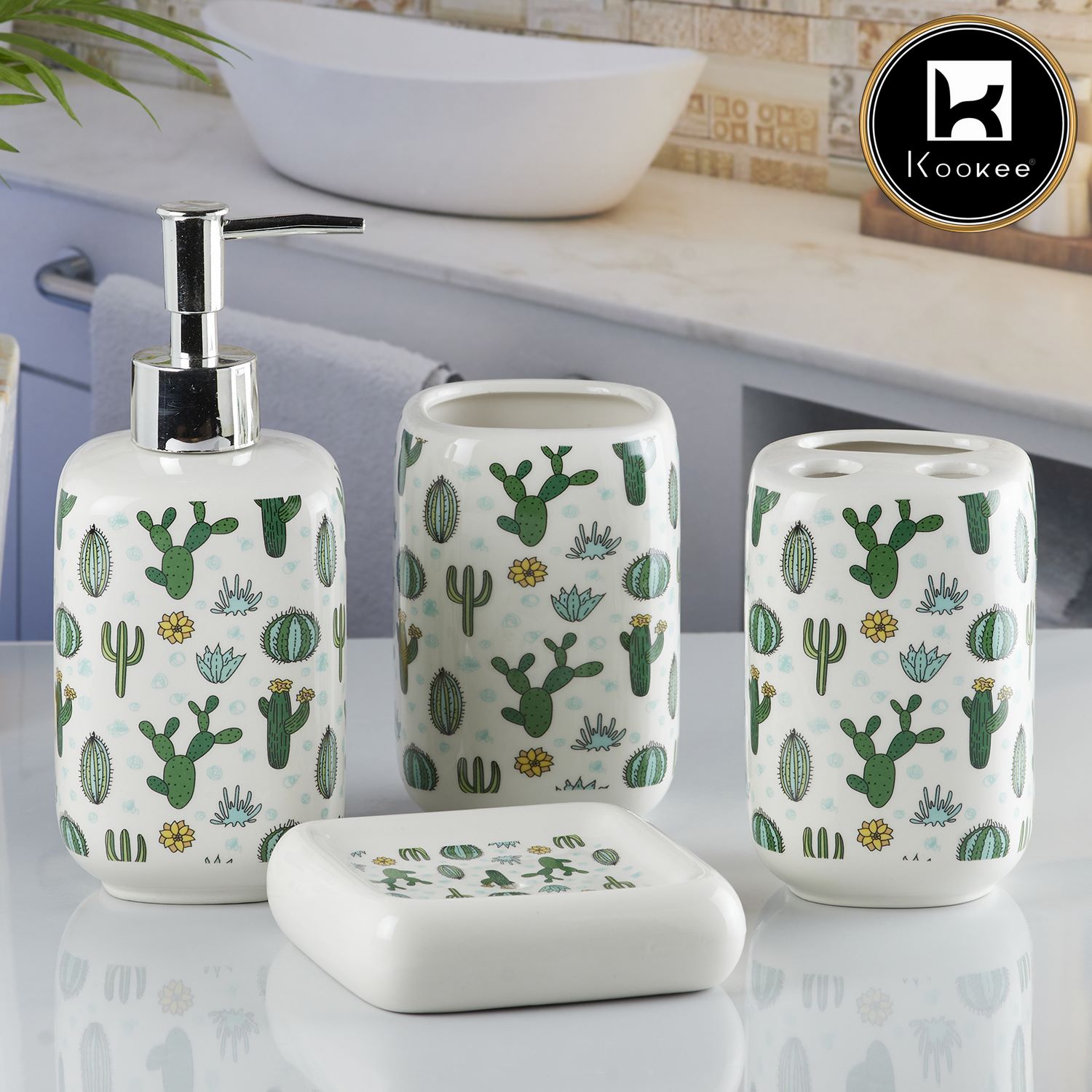 Kookee Ceramic Bathroom Sets, White, ART10233