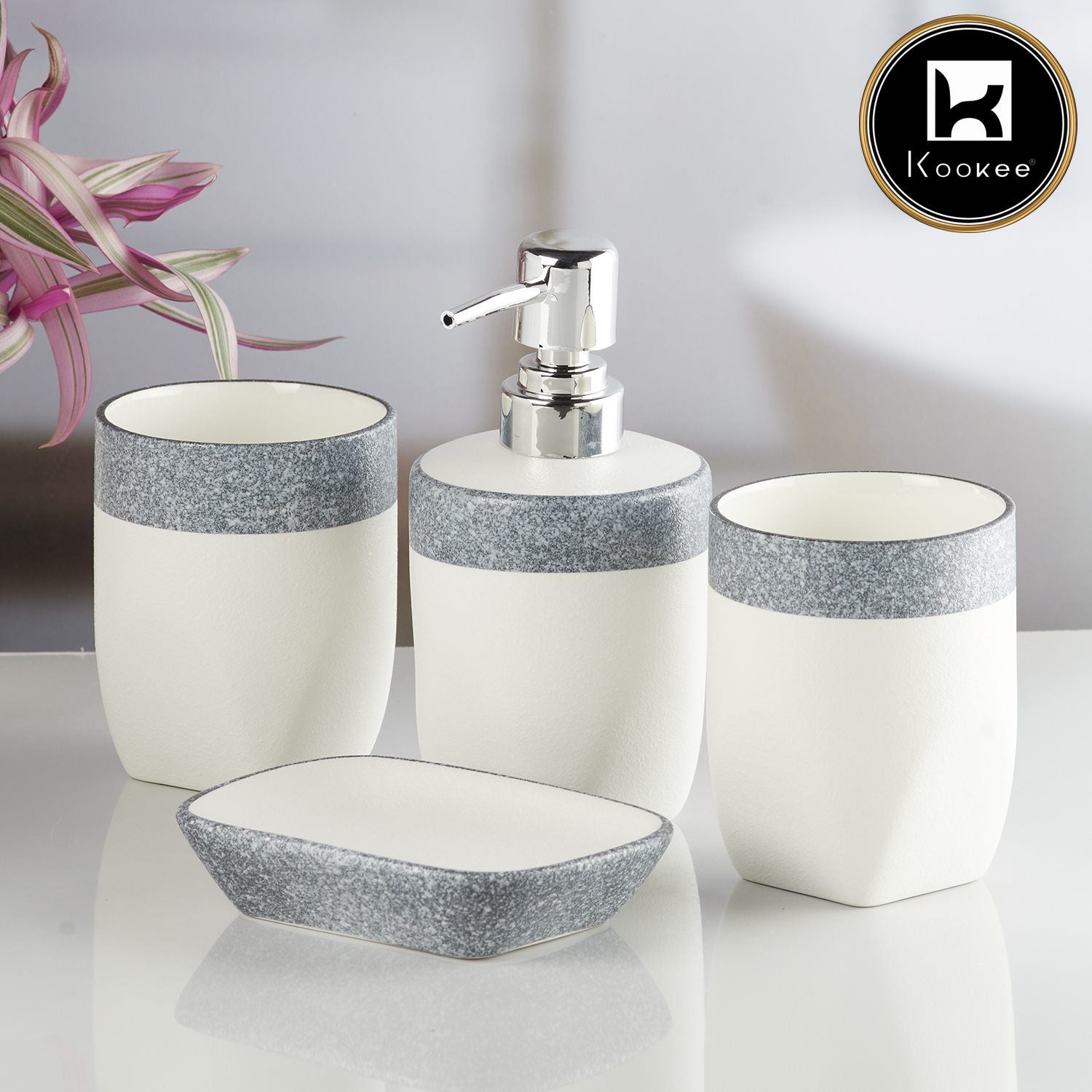 Kookee Ceramic Bathroom Sets, White, ART10249