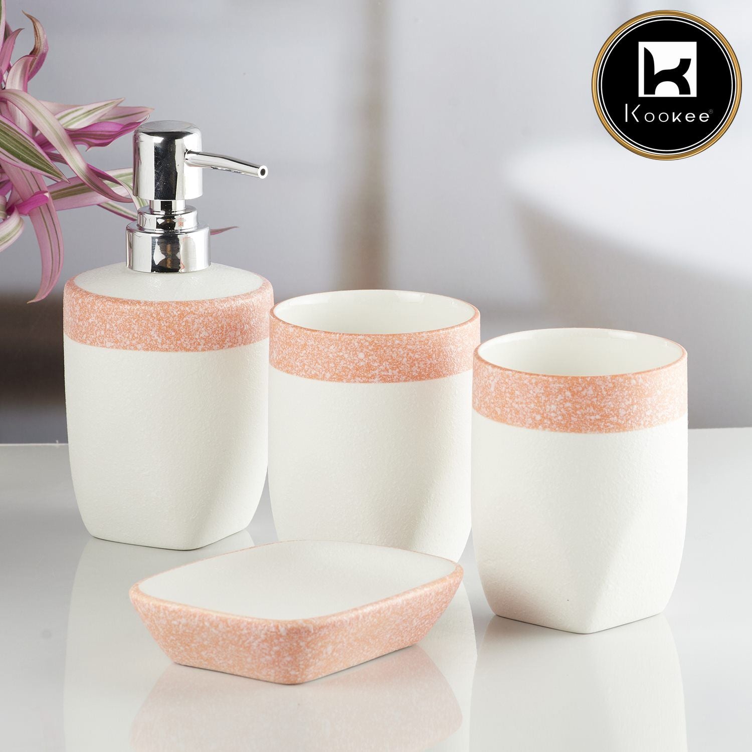 Kookee Ceramic Bathroom Sets, White, ART10250