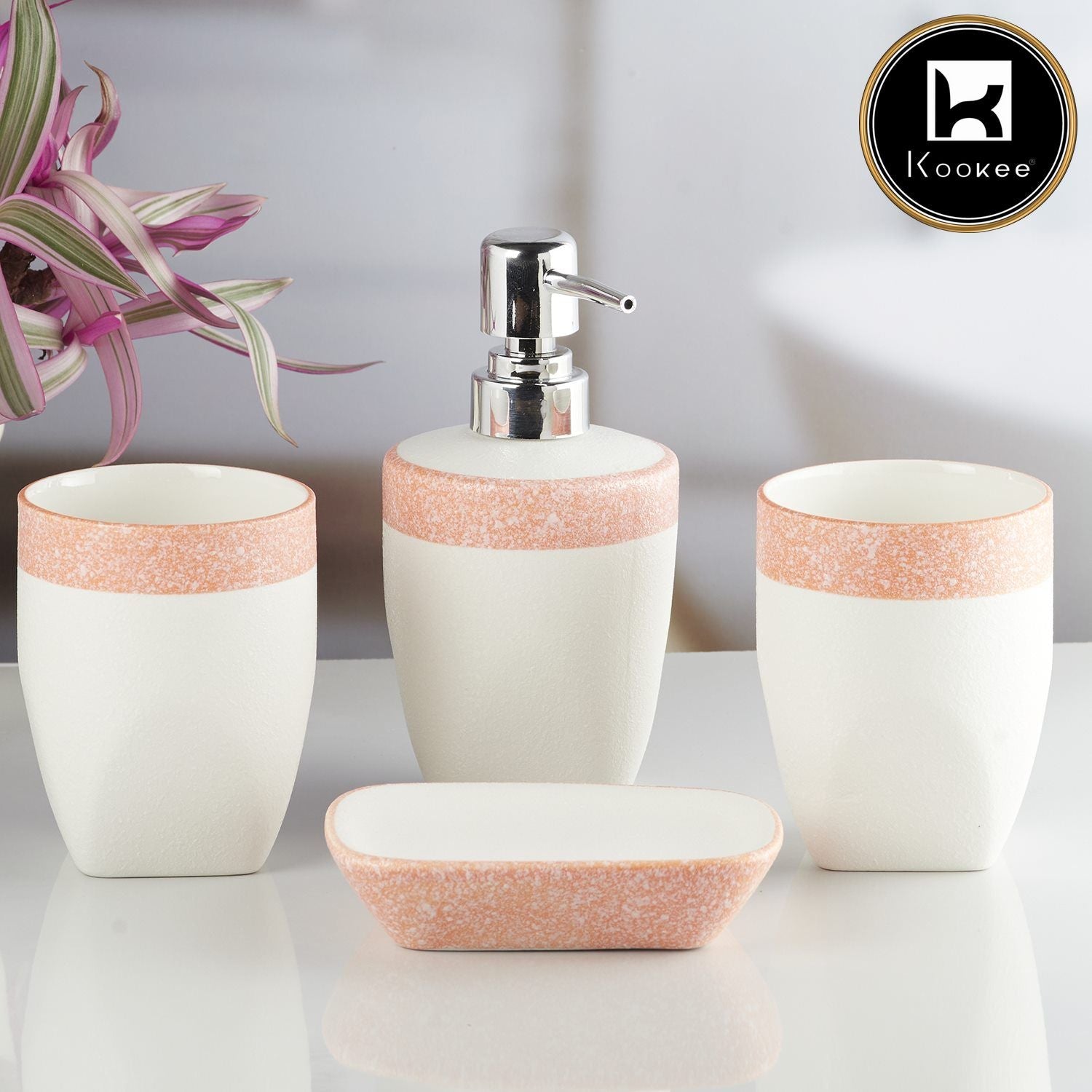 Ceramic Bathroom Set of 4 with Soap Dispenser (10250)