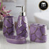 Kookee Ceramic Bathroom Accessories Set of 4, Modern Bath Set with Liquid handwash Soap Dispenser and Toothbrush holder, Luxury Gift Accessory for Home, Purple