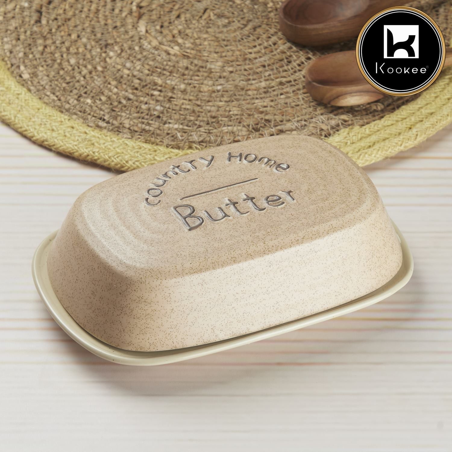 Kookee Ceramic Butter Dish Tray with Lid with 250g (10268)