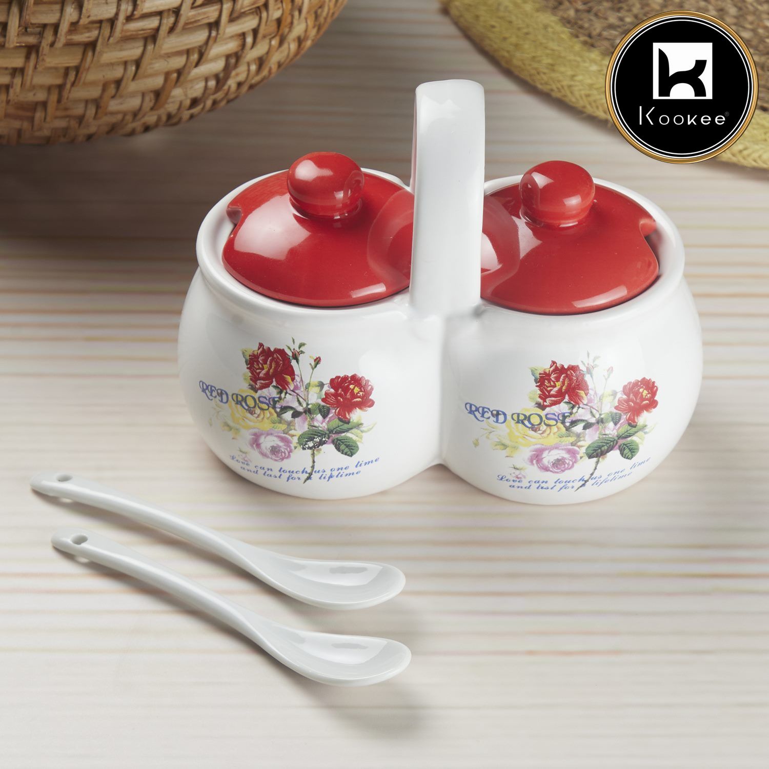 Kookee Condiment Jars, Red, ART10273