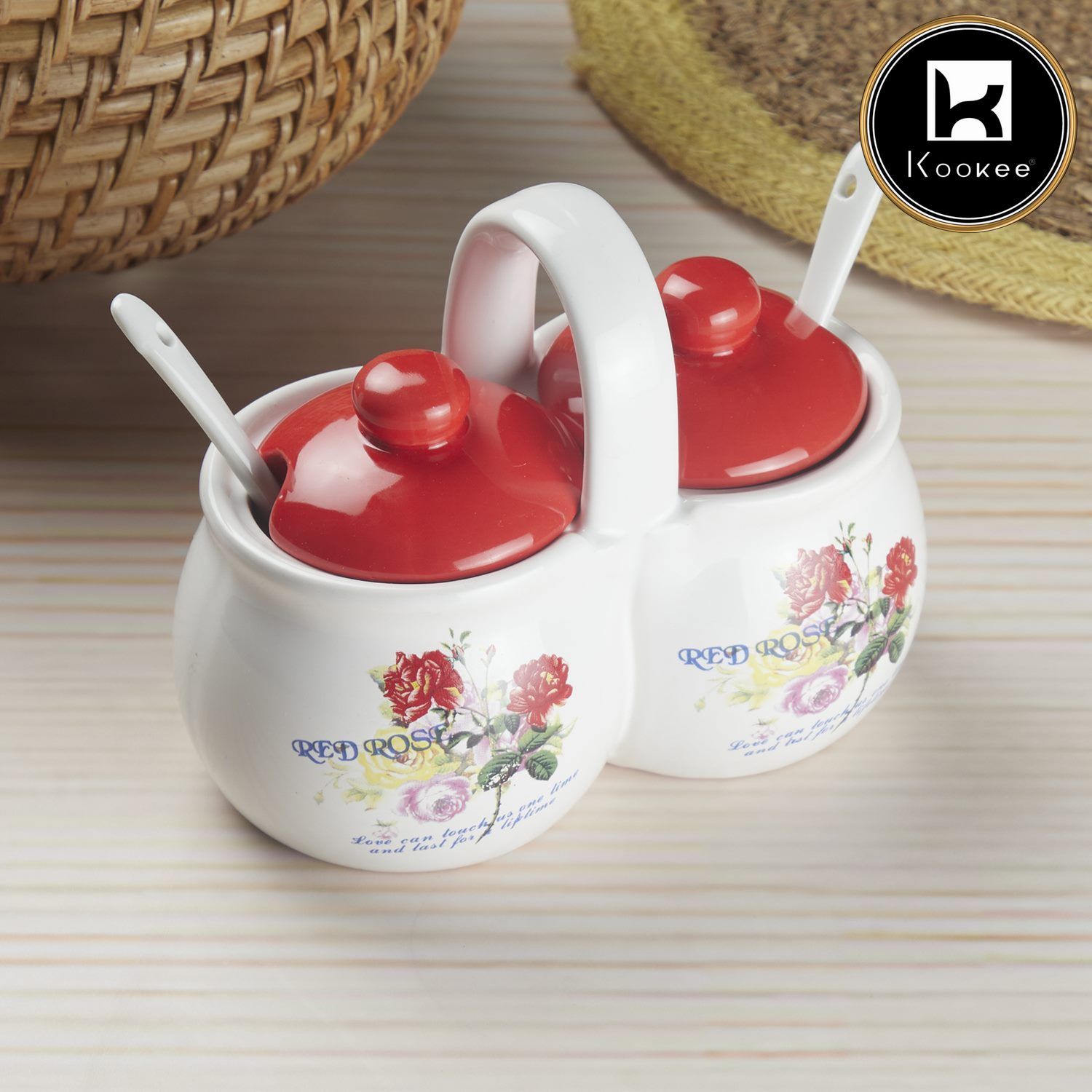 Kookee Condiment Jars, Red, ART10273