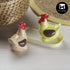 Ceramic Salt and Pepper Set with tray, Hen Design (10282)