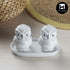 Ceramic Salt and Pepper Set with tray, Owl Design, White (10283)