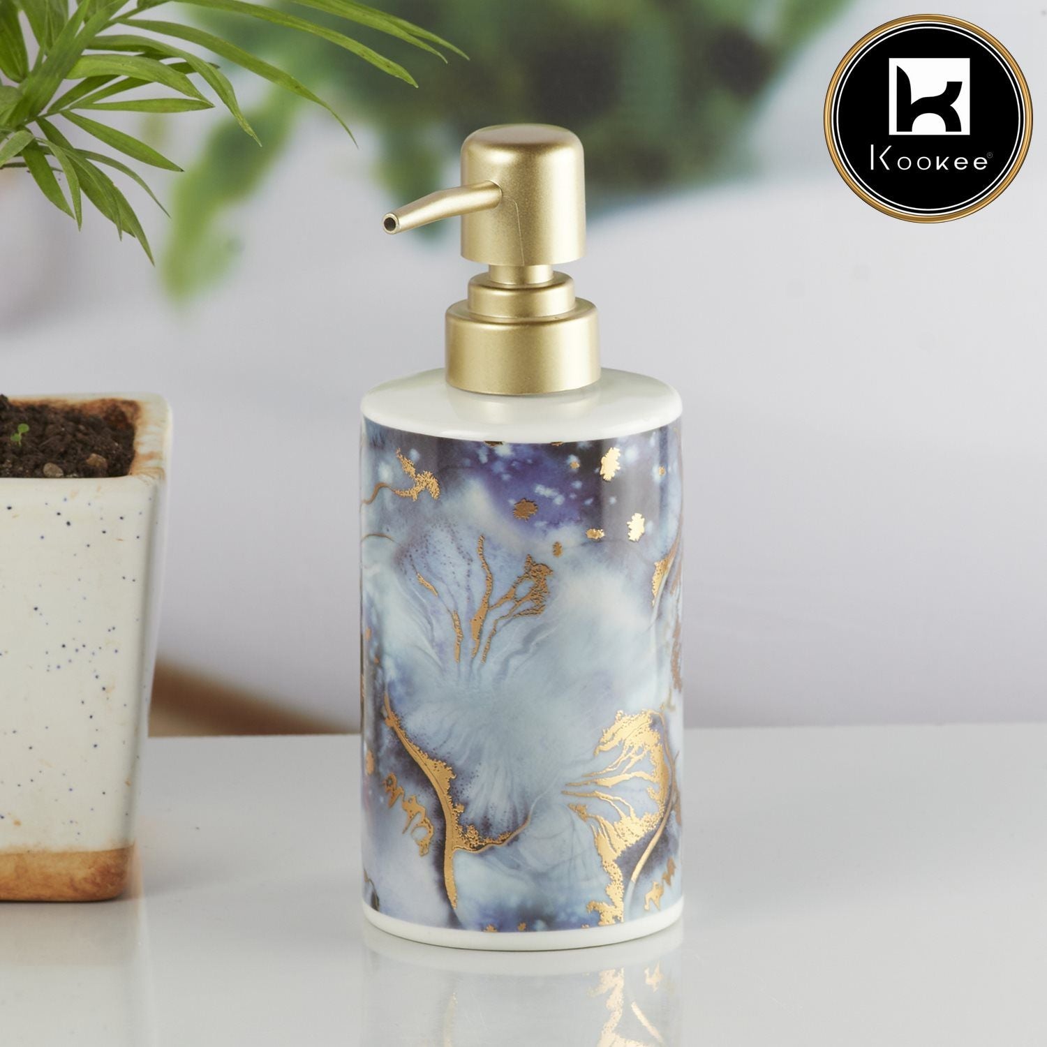 Ceramic Soap Dispenser for handwash for Bathroom, Blue (V-CSD-018-1)