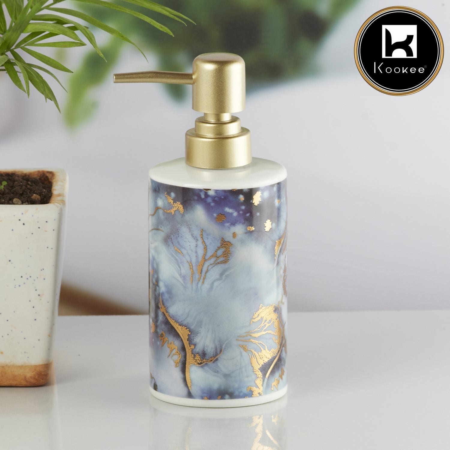 Ceramic Soap Dispenser for handwash for Bathroom, Blue (V-CSD-018-1)