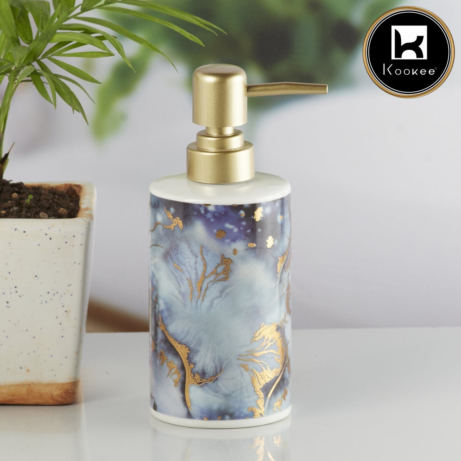 Ceramic Soap Dispenser for handwash for Bathroom, Blue (Set of 1) (10290)