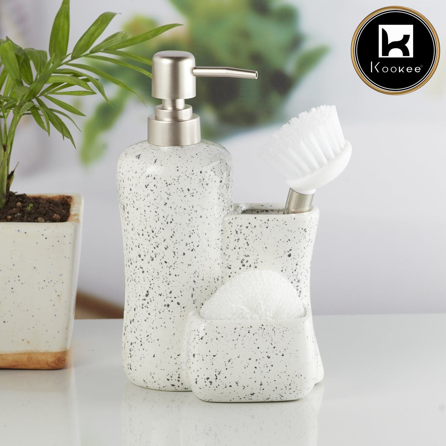 Ceramic Soap Dispenser for handwash for Bathroom, Black (Set of 2) (10969)