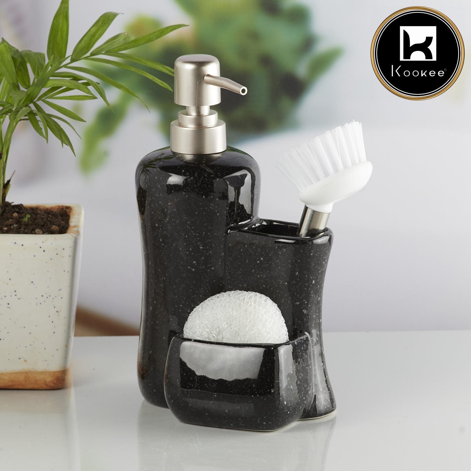 Ceramic Soap Dispenser for handwash for Bathroom, Black (V-CSD-043)