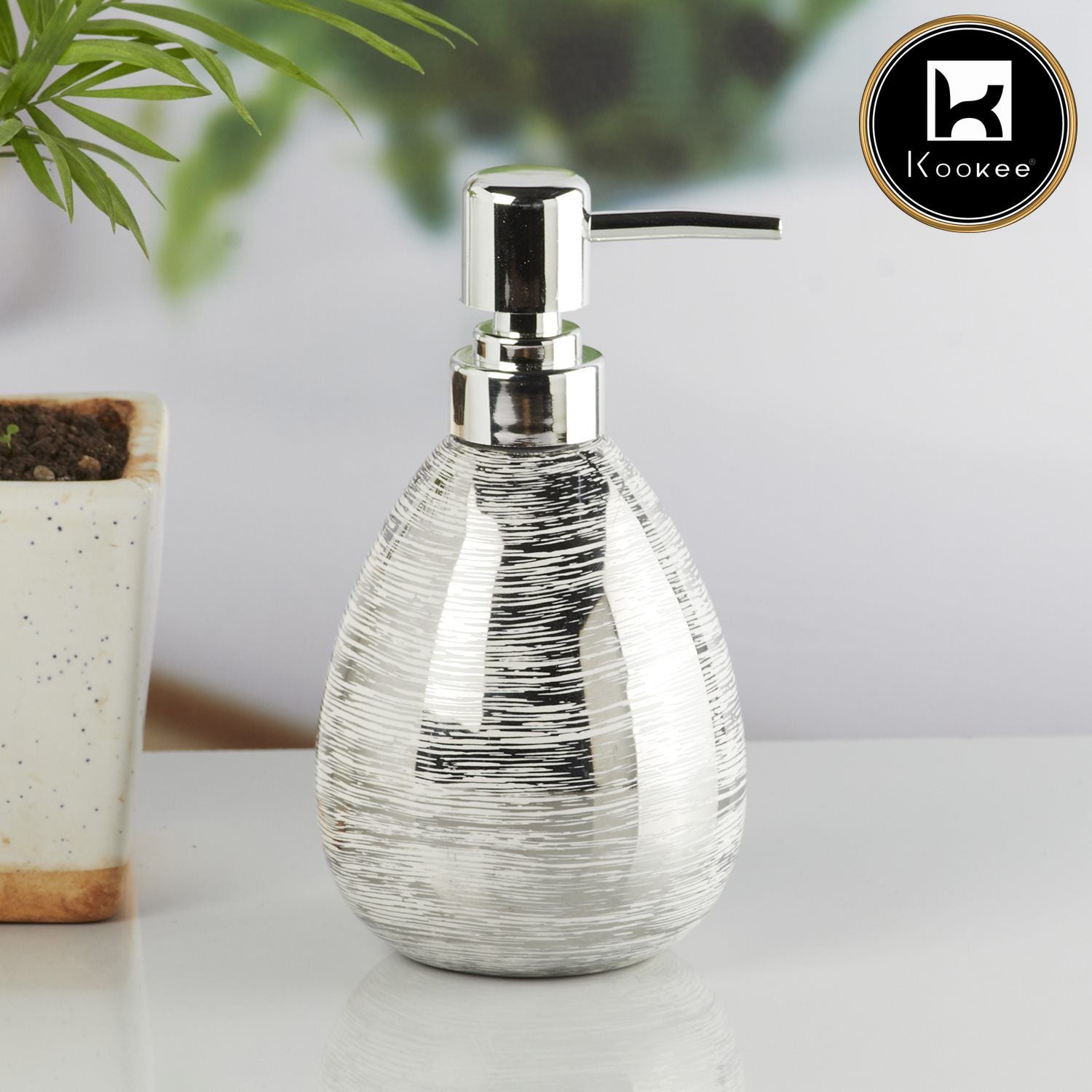 Ceramic Soap Dispenser for handwash for Bathroom, Gold/Silver (Set of 2) (10330)