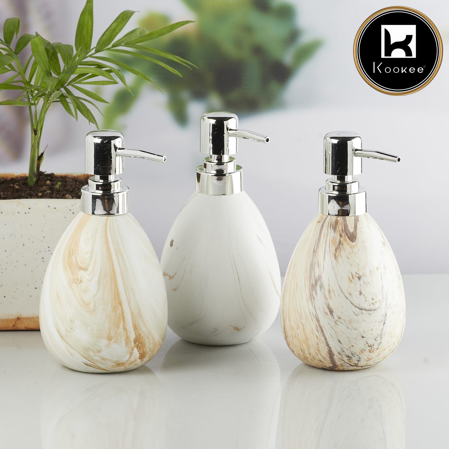 Ceramic Soap Dispenser for handwash for Bathroom, Stone, (Set of 1) (10326)