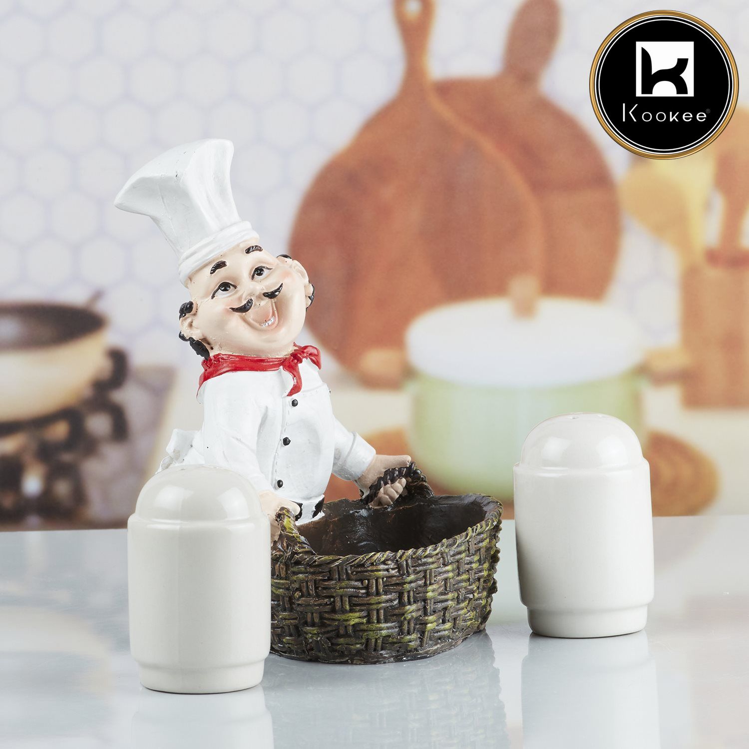 Polyresin Chef Salt and Pepper Shakers Set holder (V-SALT-023-1)
