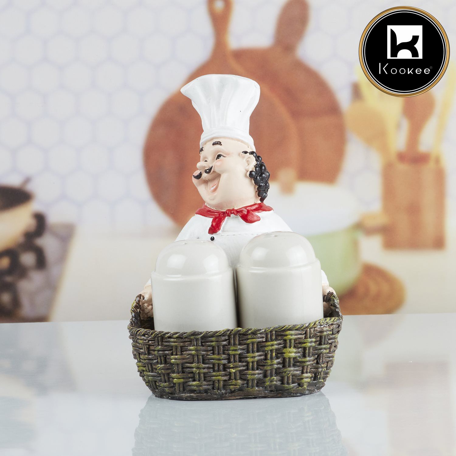 Polyresin Chef Salt and Pepper Shakers Set holder (V-SALT-023-1)