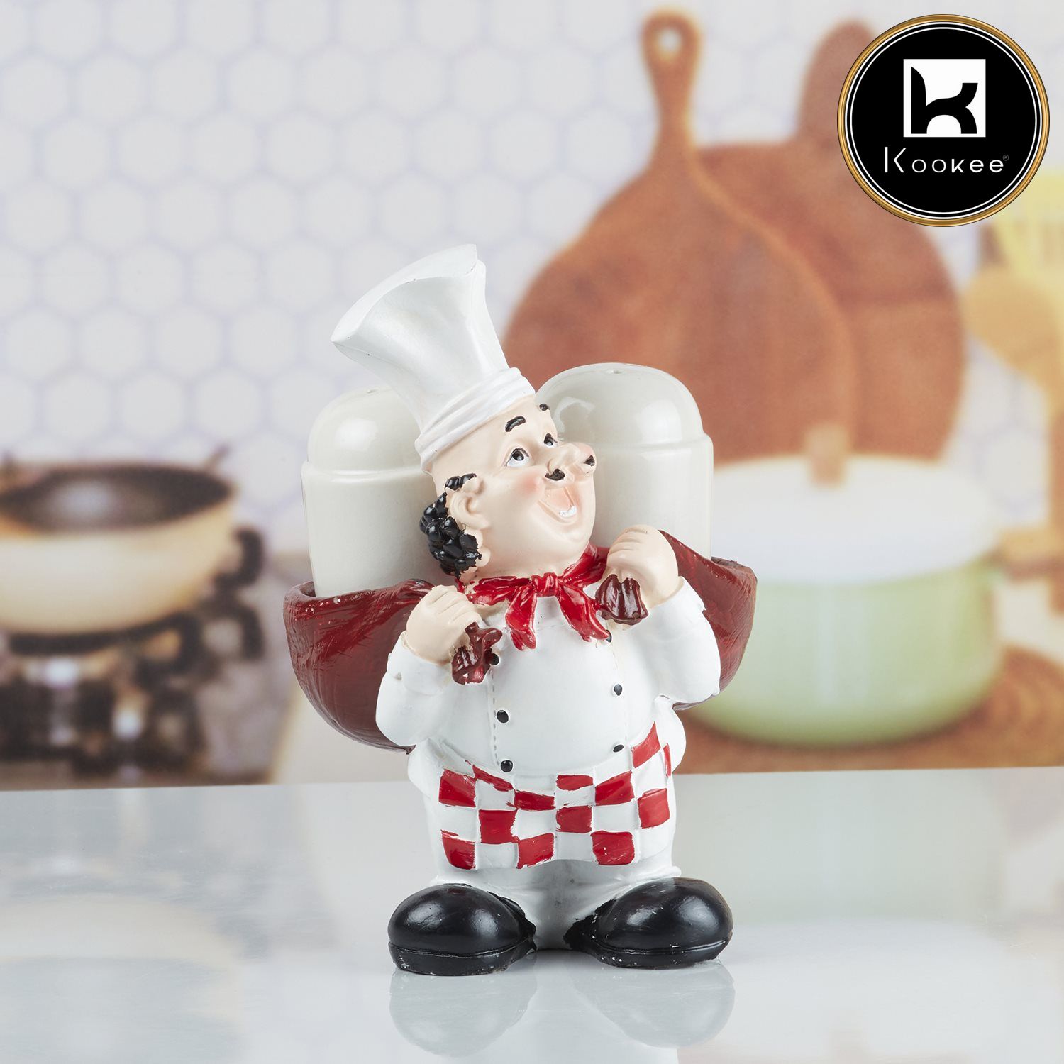 Polyresin Chef Salt and Pepper Shakers Set holder (V-SALT-023-1)