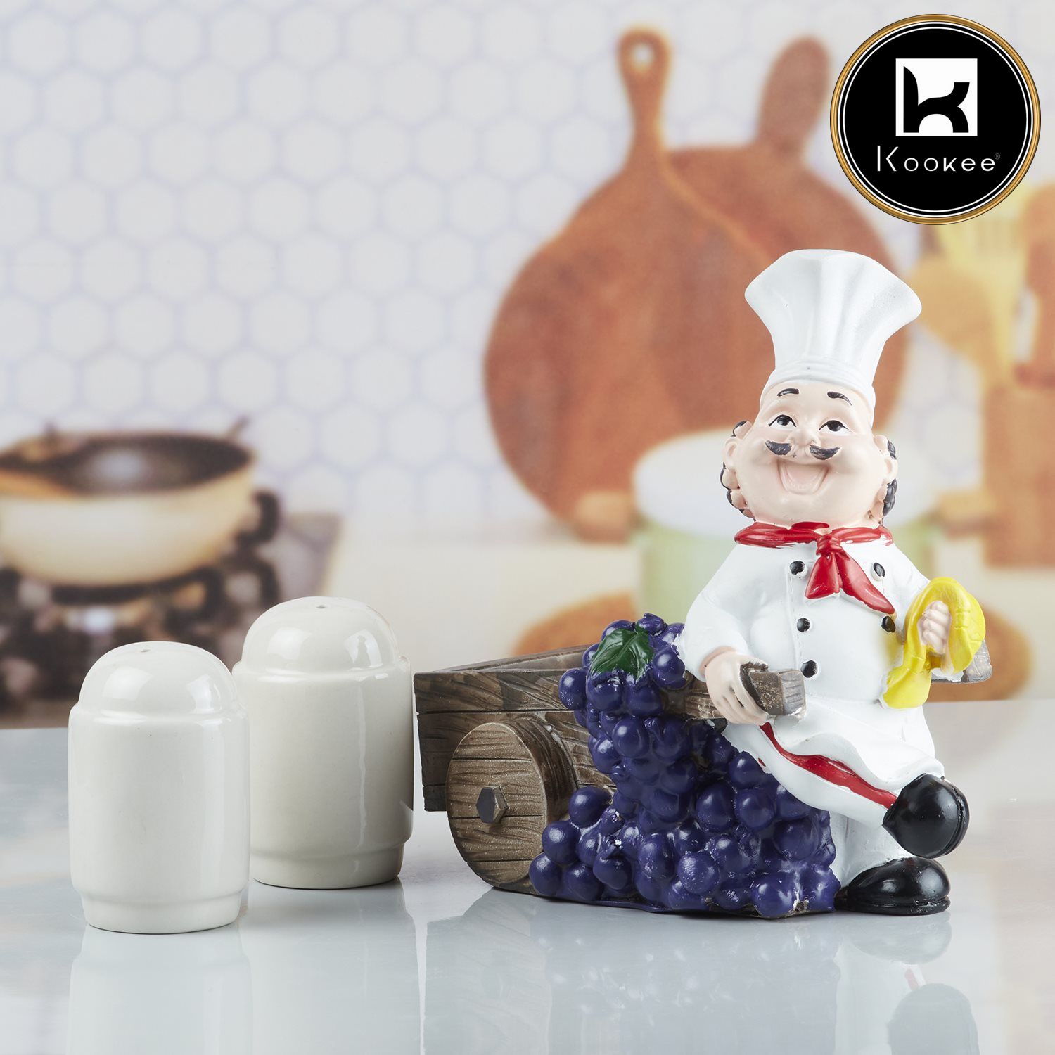 Polyresin Chef Salt and Pepper Shakers Set holder (V-SALT-023-3)