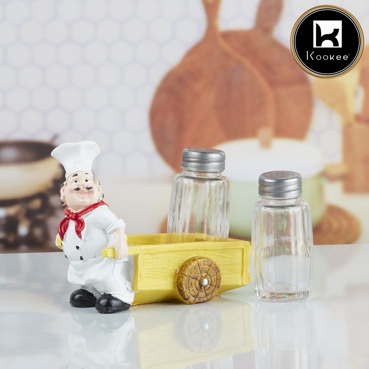 Polyresin Chef Salt and Pepper Shakers Set holder (V-SALT-023-9)