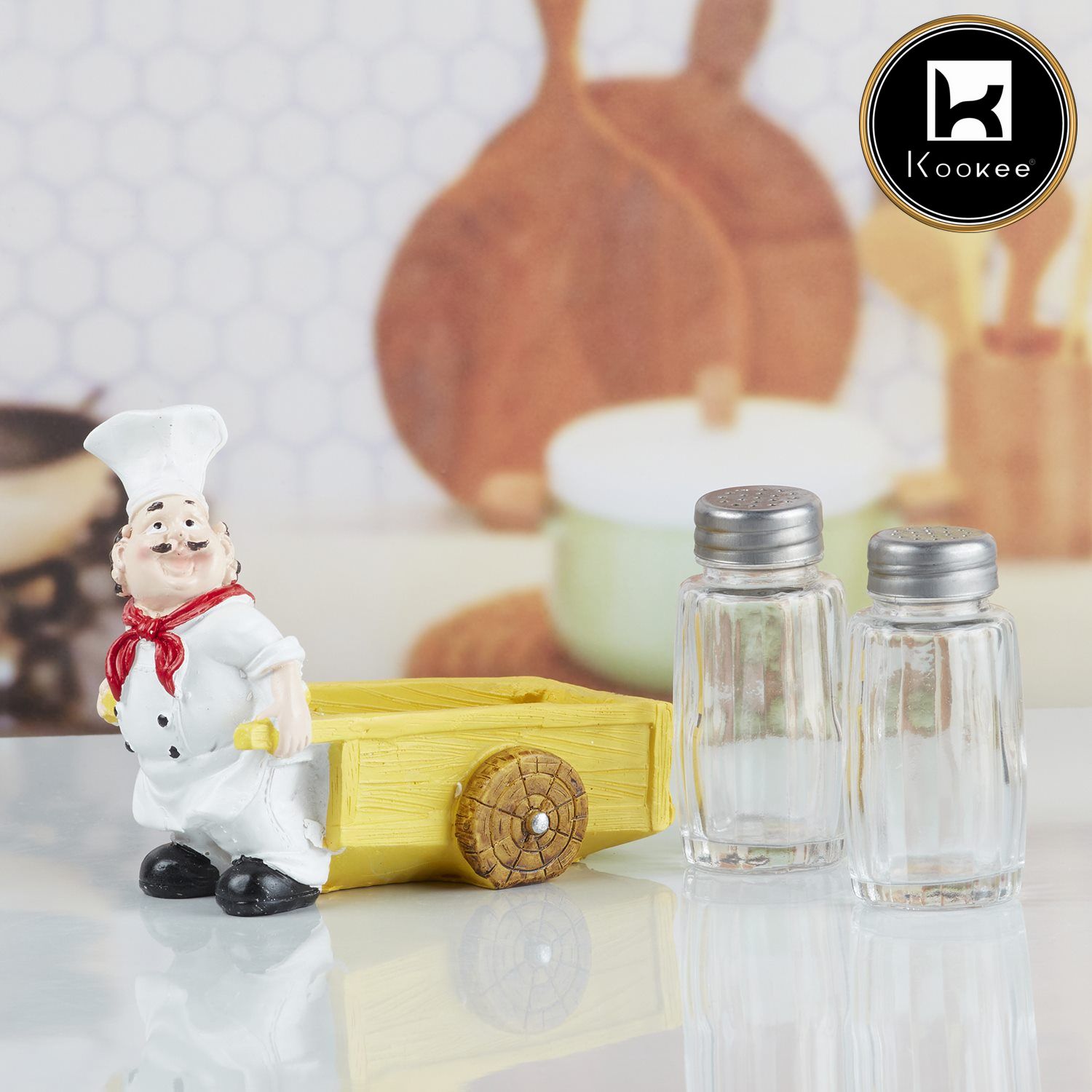 Polyresin Chef Salt and Pepper Shakers Set holder (V-SALT-023-9)